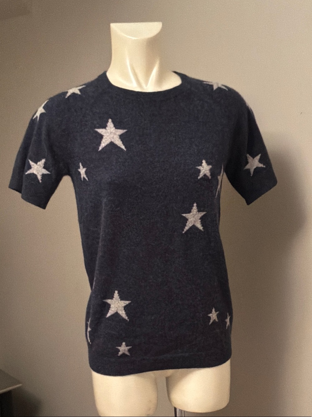 Star-Pattern Short Sleeve Cashmere Sweater